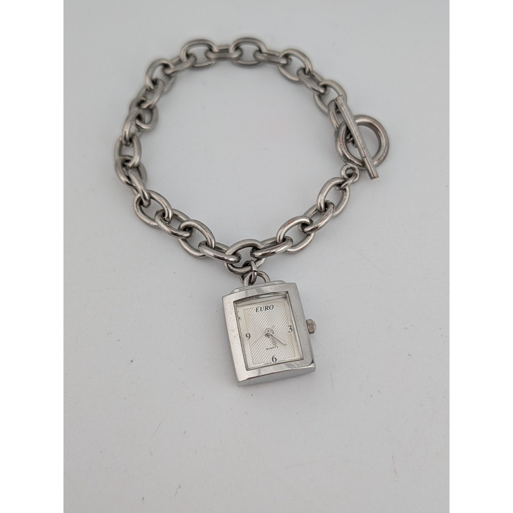 Euro Women's Bracelet Watch 19mm Case Silver 7.5" Toggle Band- New Battery